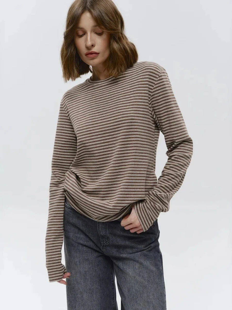 Ilana | Pull décontracté simple en coton rayé pour femmes