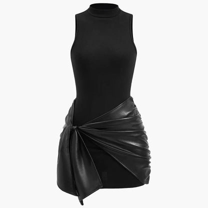 ATELIER | Robe Mini Bandage en Cuir Sans Manches