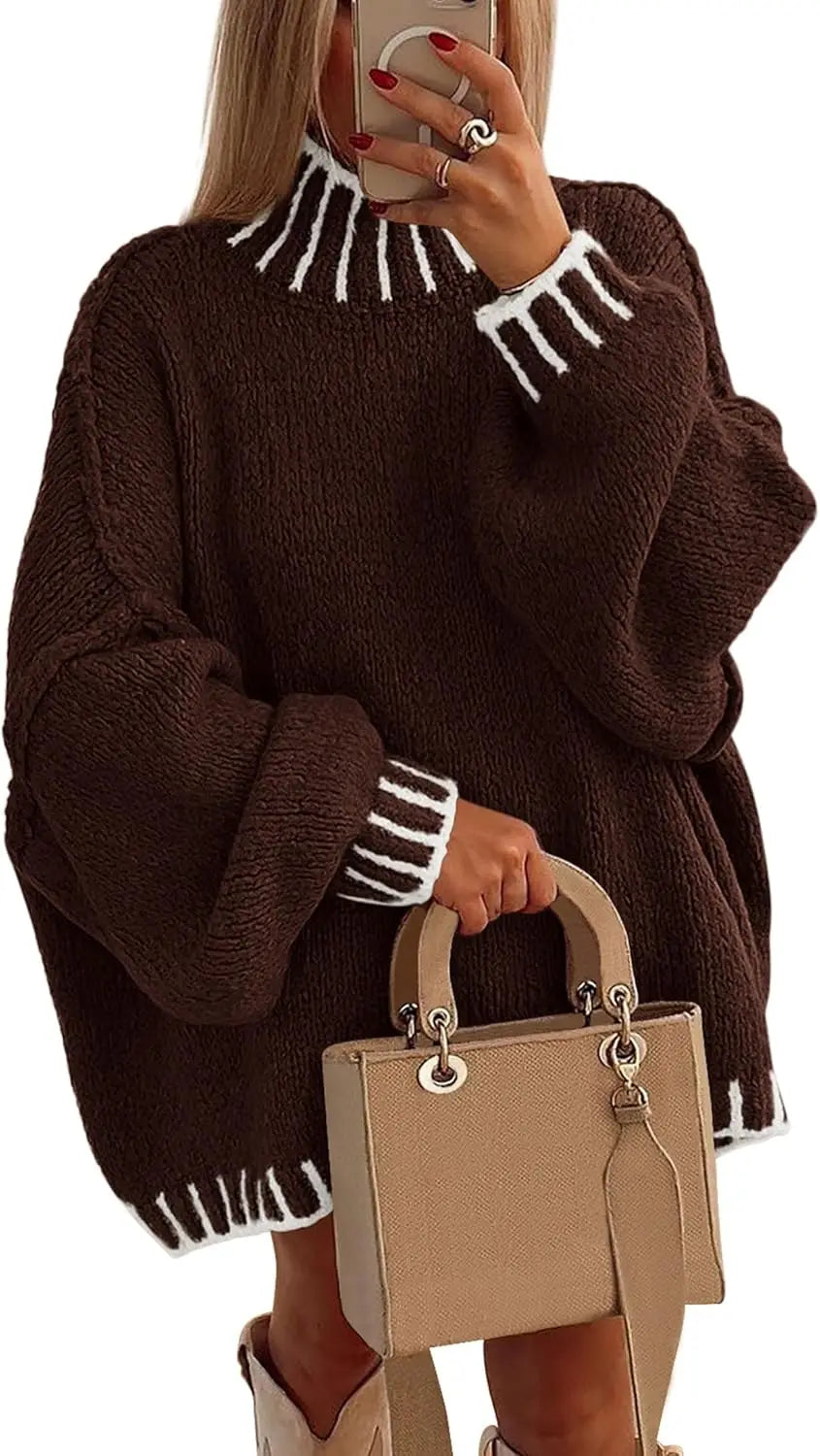 Doris | Pull décontracté pour femmes col montant en tricot épais