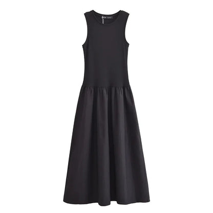 Robe Longue Femme Noire – Sans Manches Élégante & Vintage