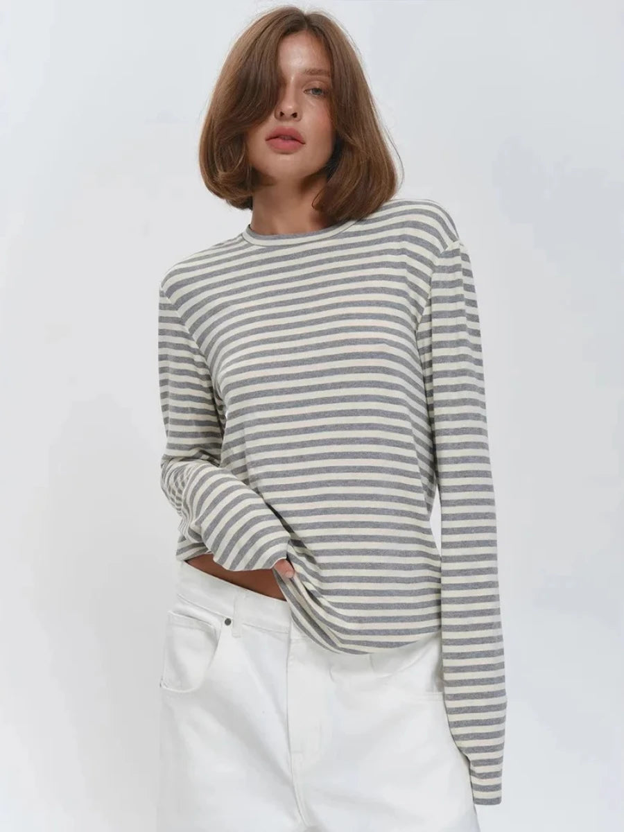 Ilana | Pull décontracté simple en coton rayé pour femmes