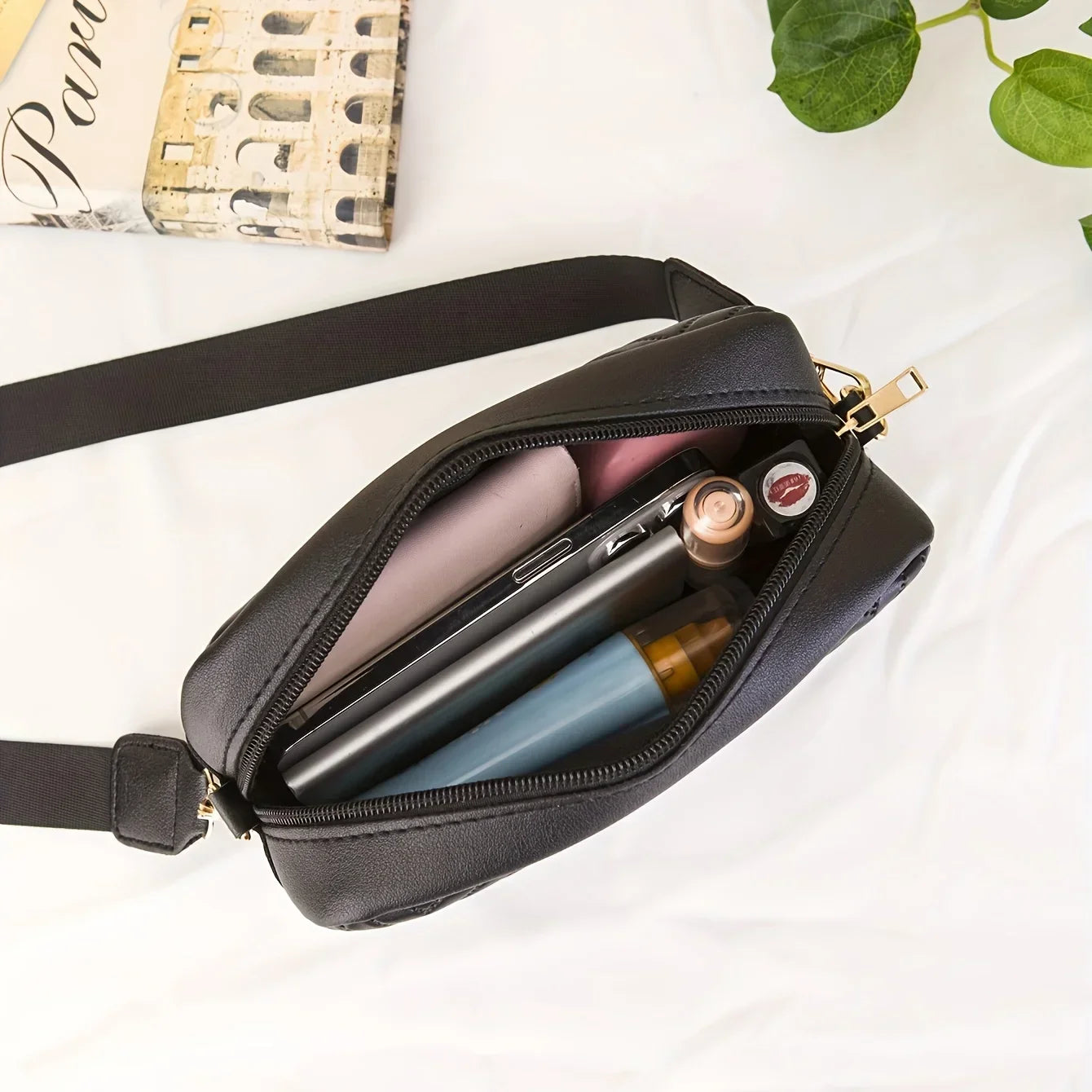 Sac Bandoulière Matelassé Minimaliste – PU Tendance avec Compartiment Téléphone