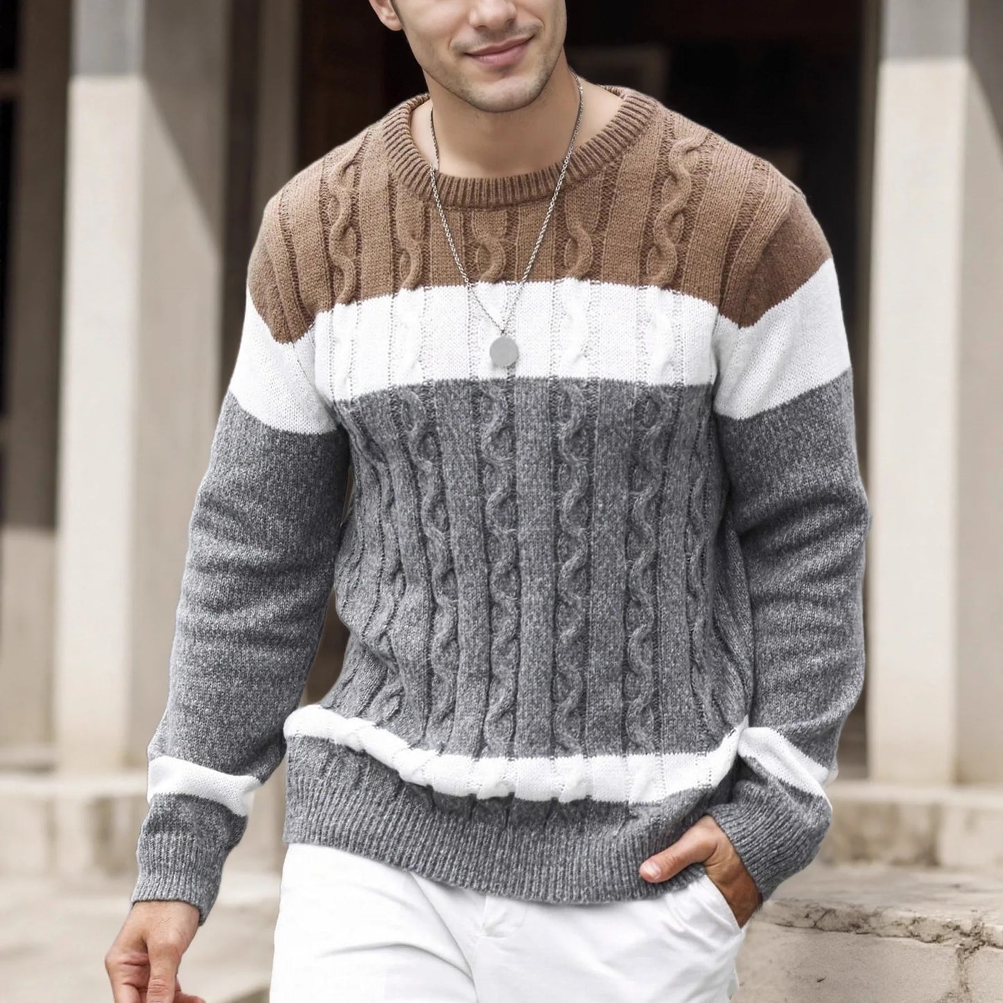 Peter | Pull Tricoté à Col Rond Version Ample Automne