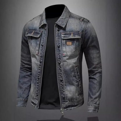 Rory | Veste en Jean Biker Rétro Élégante Ajustée pour Homme