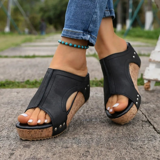 Jaycee | Sandales à talon compensé ouvertes Vintage