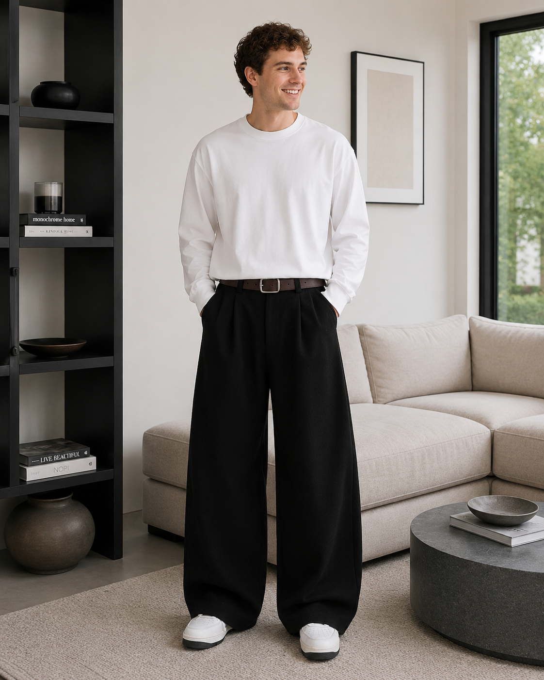 Augustine | Pantalons en Tissu avec Plis et Coupe Ample