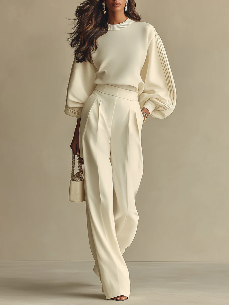 Ensemble Pantalon Femme Rippstrick – Écru