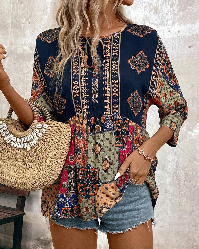 T-Shirt Élégant Femme – Manches Trois-Quarts