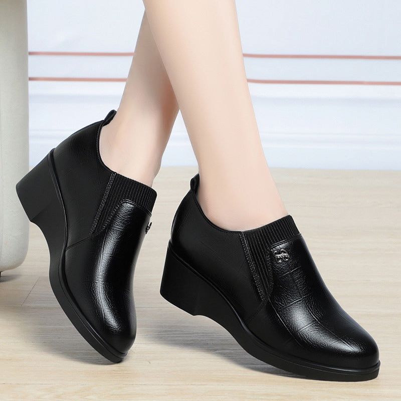 Bottines Éléguantes à Talon Wedge en Cuir