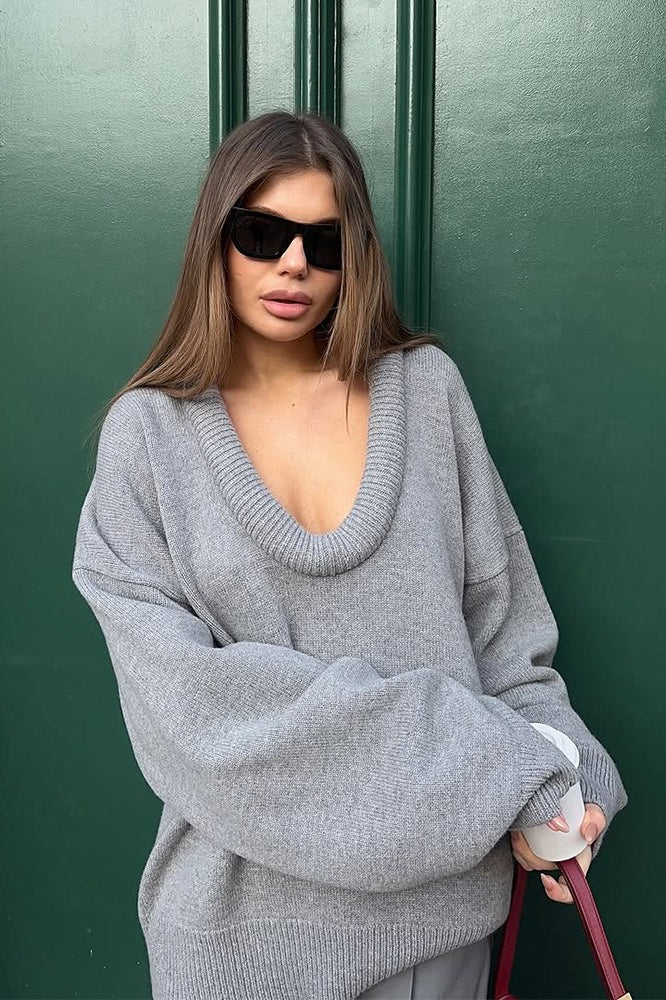 Pull surdimensionné à col en V 3D