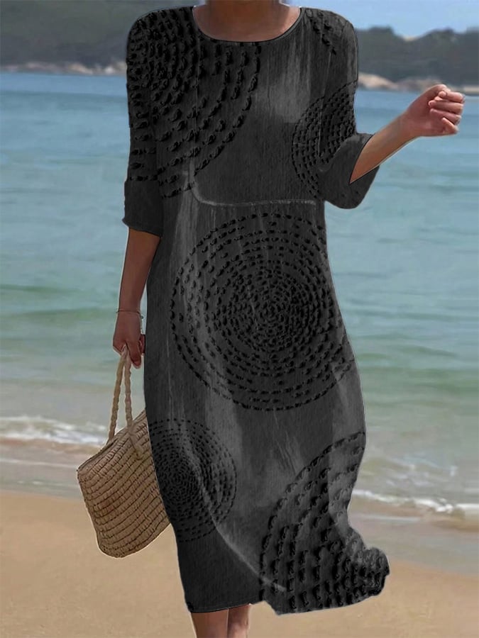 Dai | Robe Décontractée Texturée à Motifs Brodés