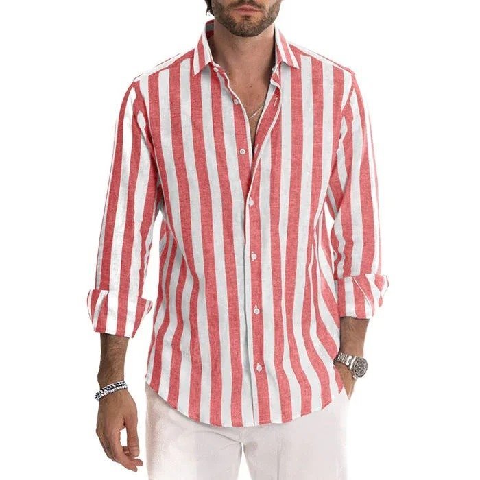 Jacki | Chemise Rayée à Manches Longues en Coton et Lin