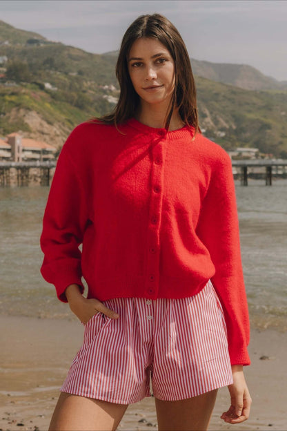 Cardigan en tricot à boutons, à manches longues, décontracté et uni
