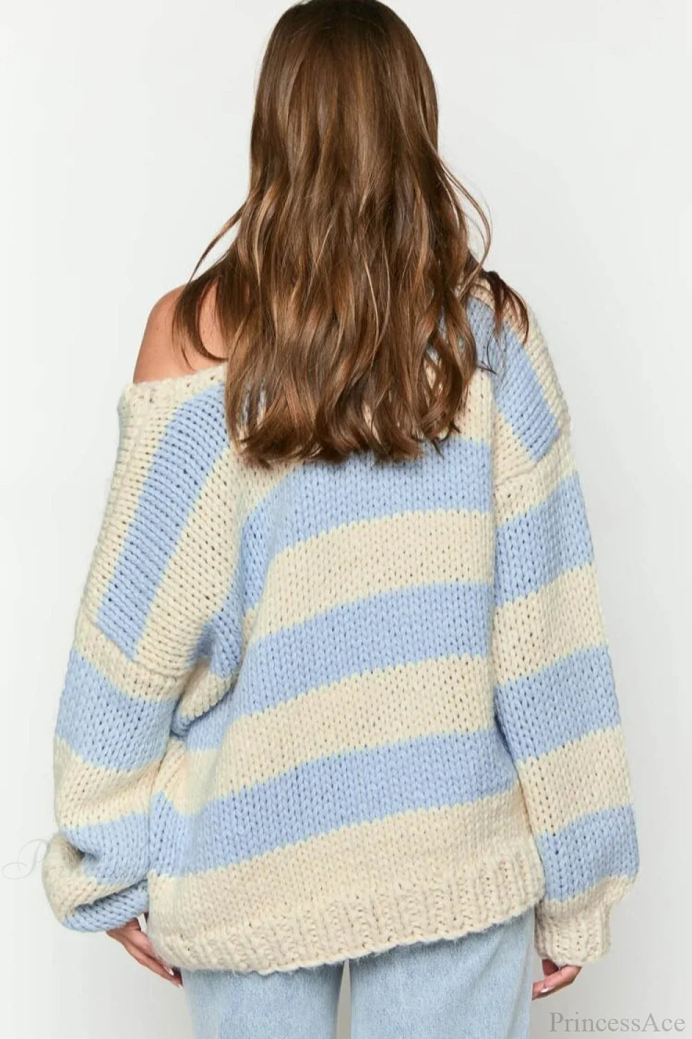 Pull doux rayé décontracté à épaules dénudées