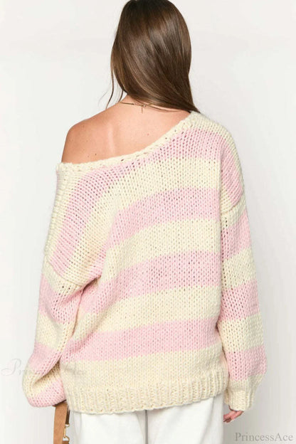 Pull doux rayé décontracté à épaules dénudées