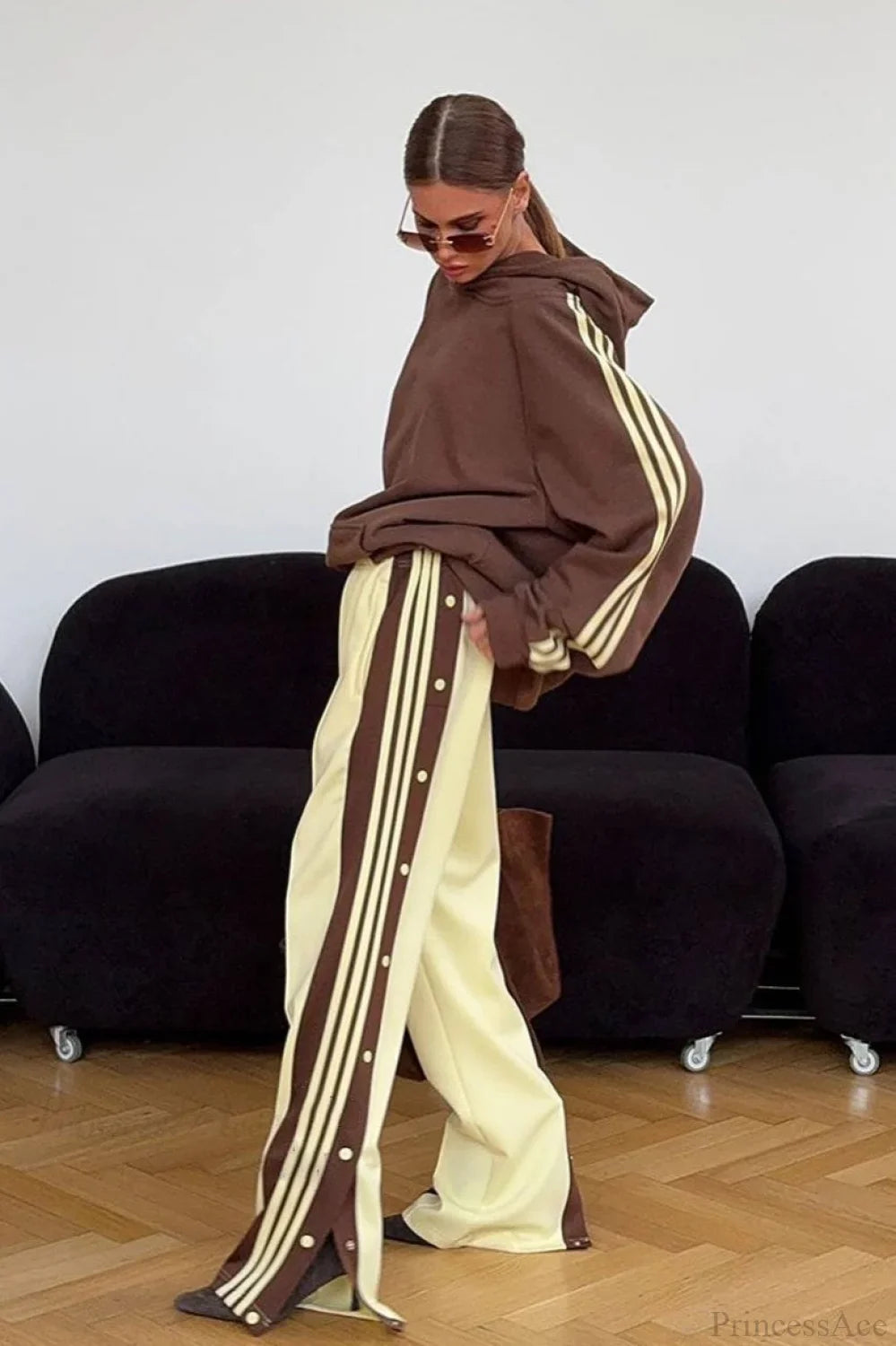 Ensemble de Sweat à Capuche Oversized Confortable à Blocs de Couleurs