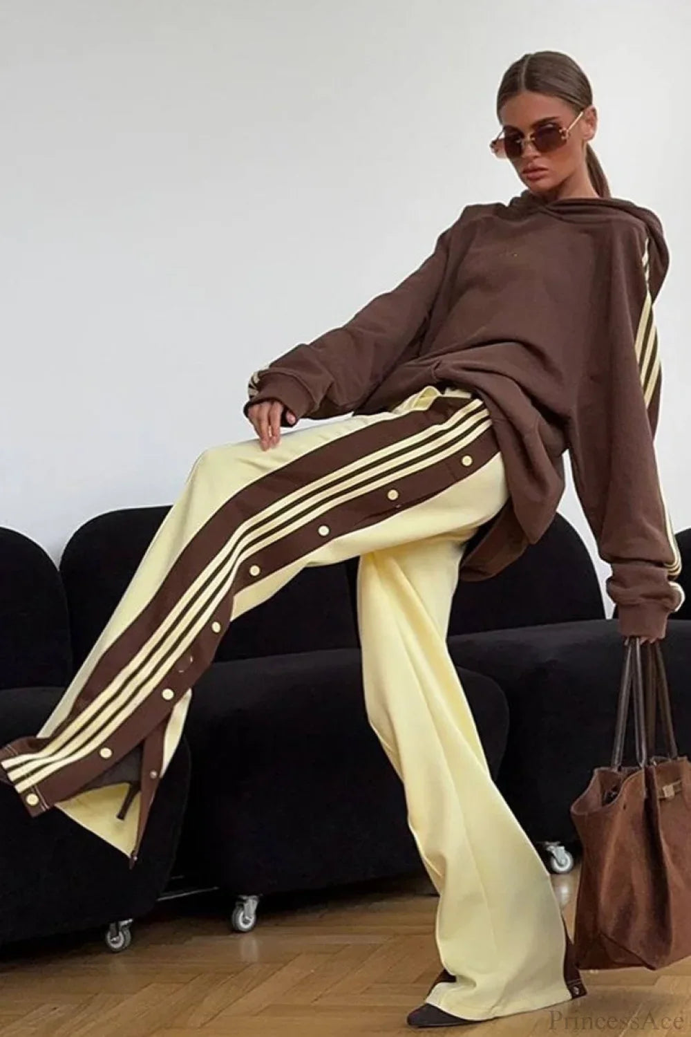 Ensemble de Sweat à Capuche Oversized Confortable à Blocs de Couleurs