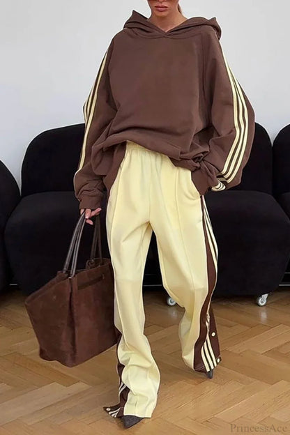 Ensemble de Sweat à Capuche Oversized Confortable à Blocs de Couleurs