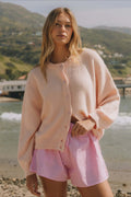 Cardigan en tricot à boutons, à manches longues, décontracté et uni