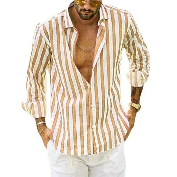 Jacki | Chemise Rayée à Manches Longues en Coton et Lin