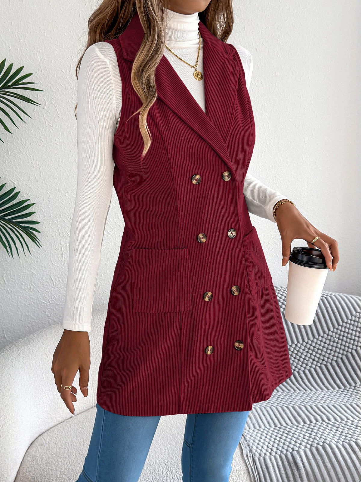 Katia | Gilet en velours côtelé uni