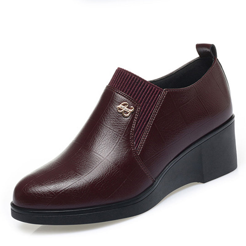 Bottines Éléguantes à Talon Wedge en Cuir