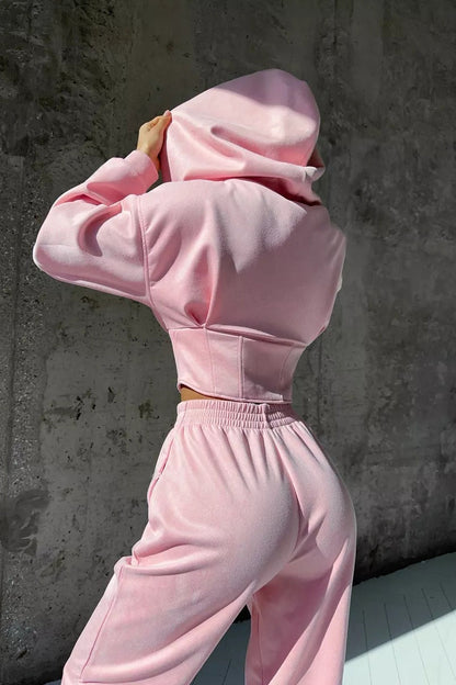 Ensemble de Pantalons à Capuche avec Cordons de Serrage