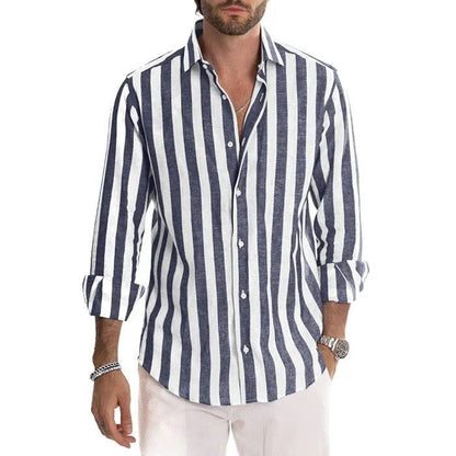Jacki | Chemise Rayée à Manches Longues en Coton et Lin