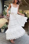 Robe Maxi Loose à Volants en Dentelle Boho