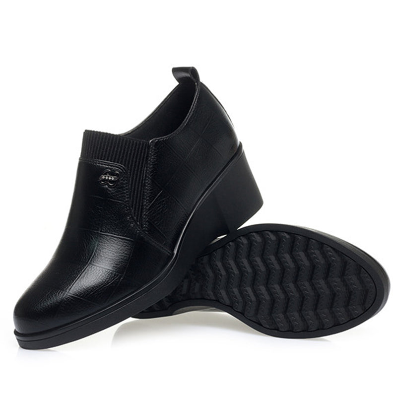 Bottines Éléguantes à Talon Wedge en Cuir