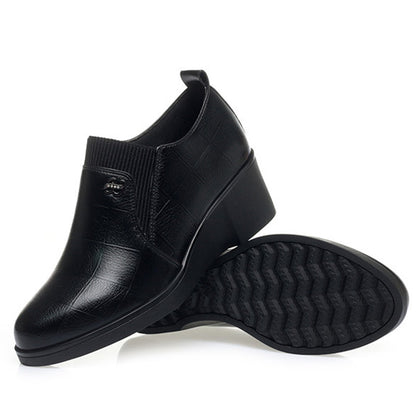 Bottines Éléguantes à Talon Wedge en Cuir