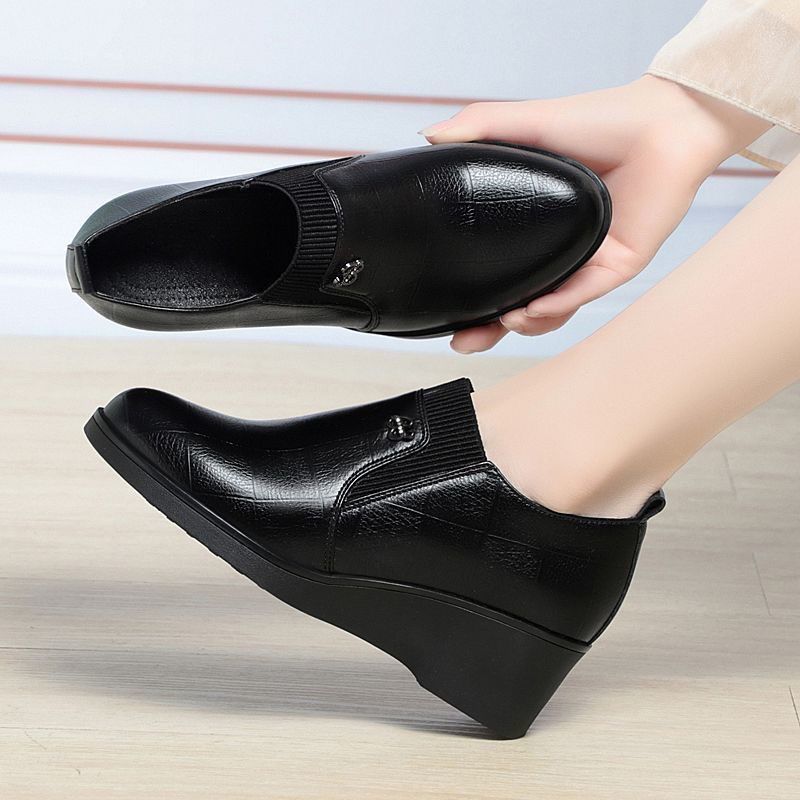 Bottines Éléguantes à Talon Wedge en Cuir