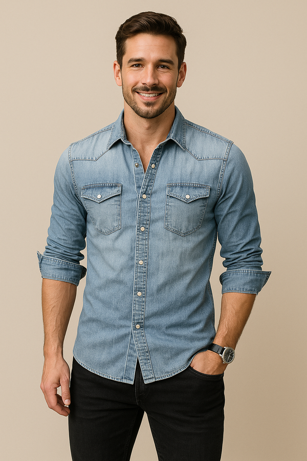 Matteo | Chemise en jean avec poches poitrine