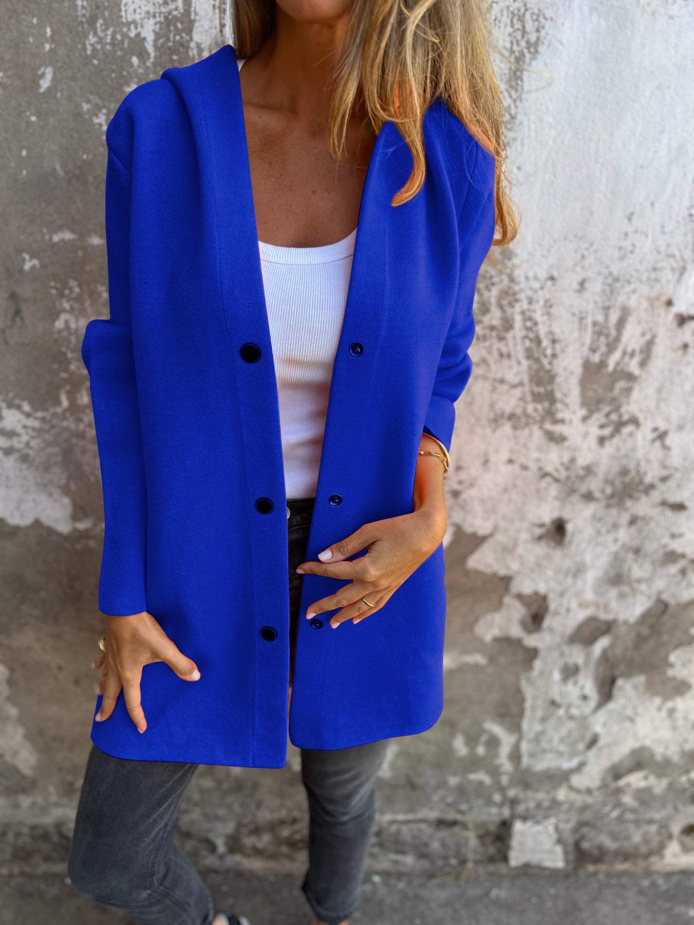 Norah | Veste à capuche décontractée à bouton unique