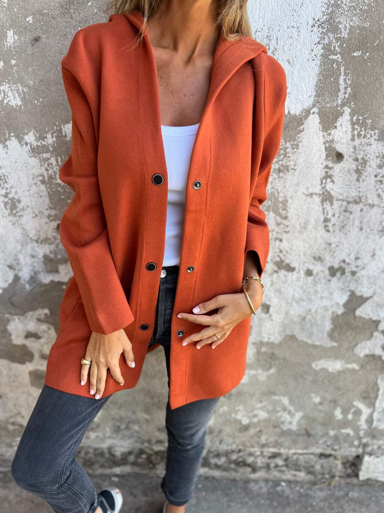 Norah | Veste à capuche décontractée à bouton unique