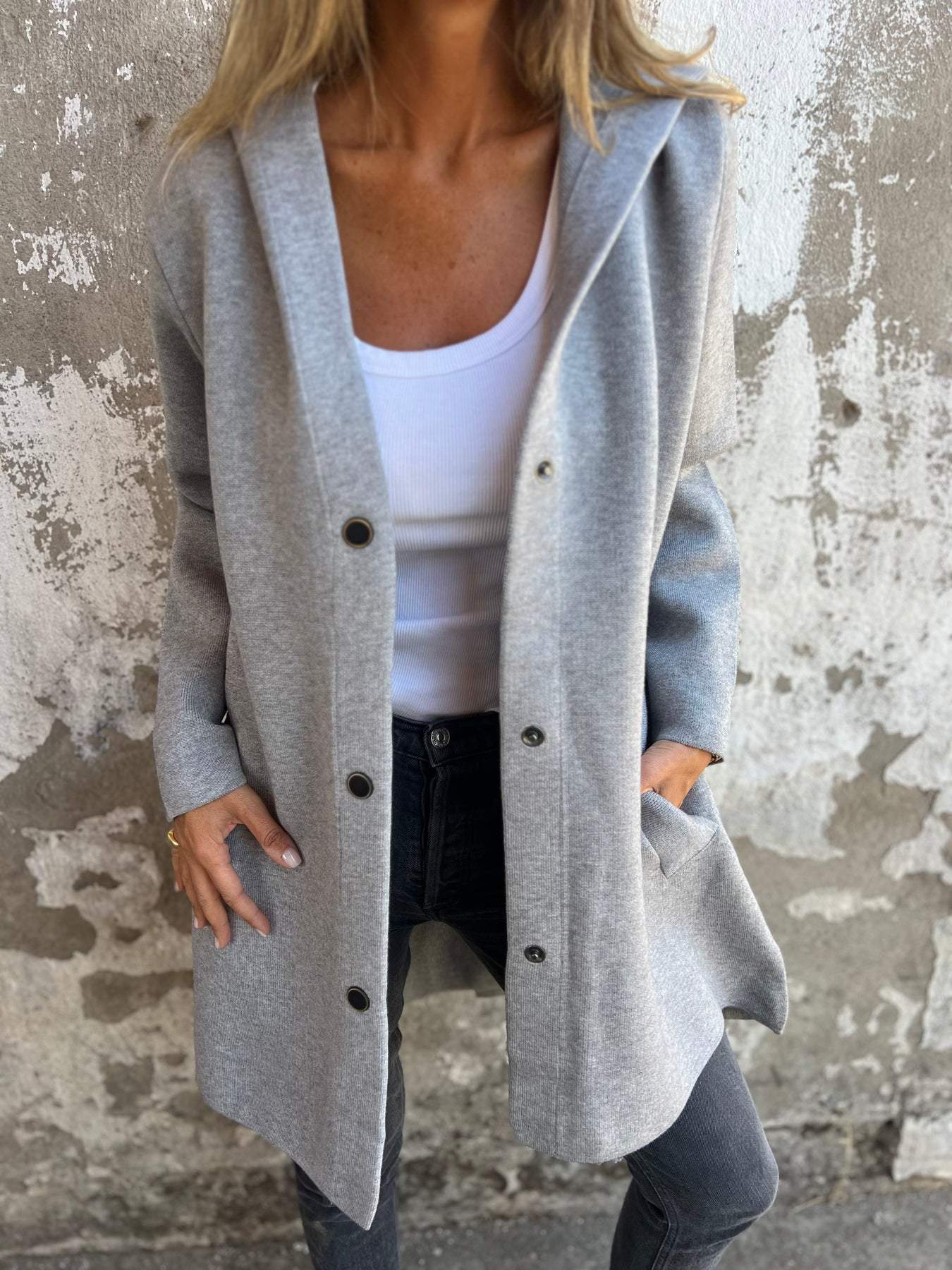 Norah | Veste à capuche décontractée à bouton unique