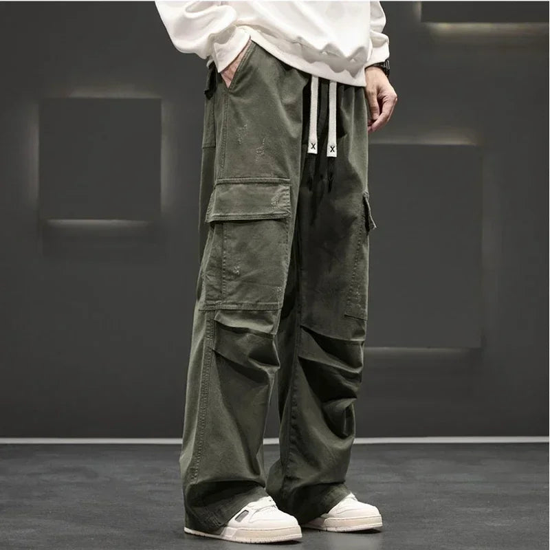 Luke | Pantalons décontractés à poches cargo à jambes larges