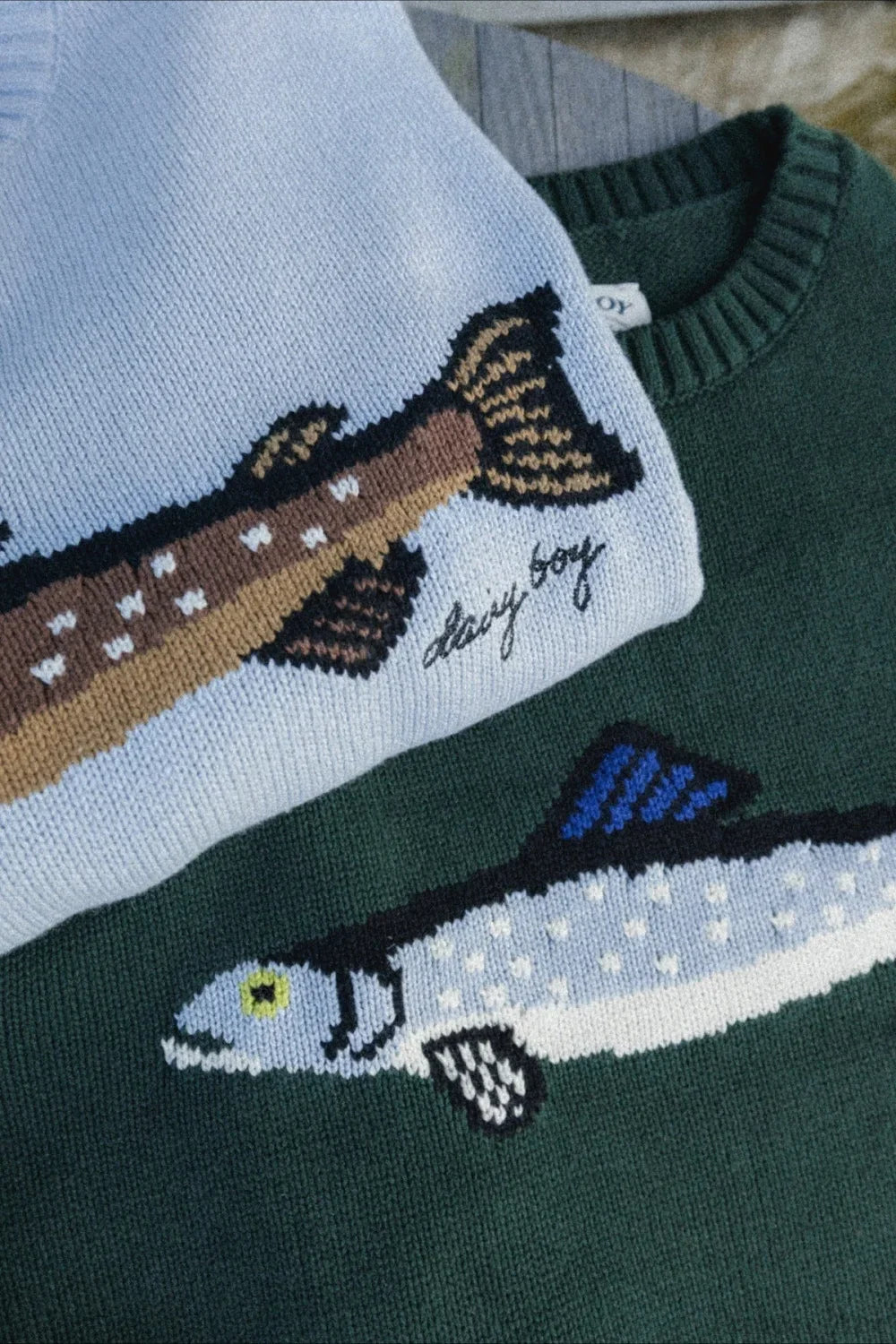 Pull Sweatshirt Imprimé Poisson Surdimensionné
