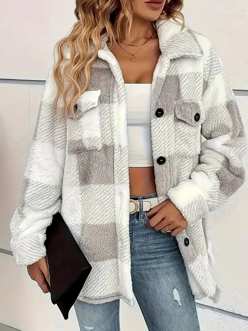 SANDRA - Veste à boutons à motif tartan
