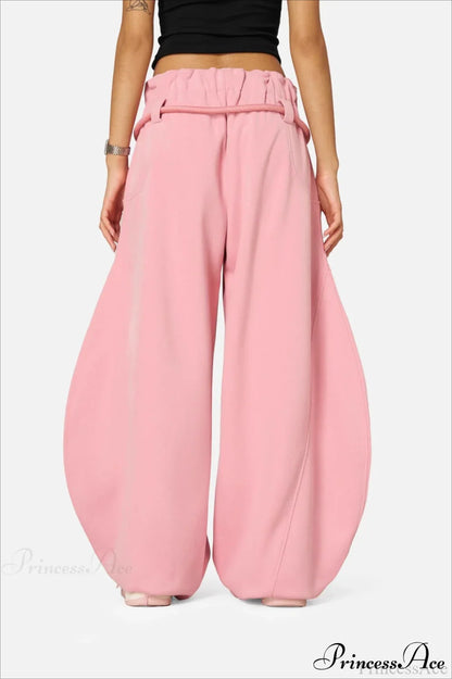 Pantalons larges à taille haute avec cordon de serrage