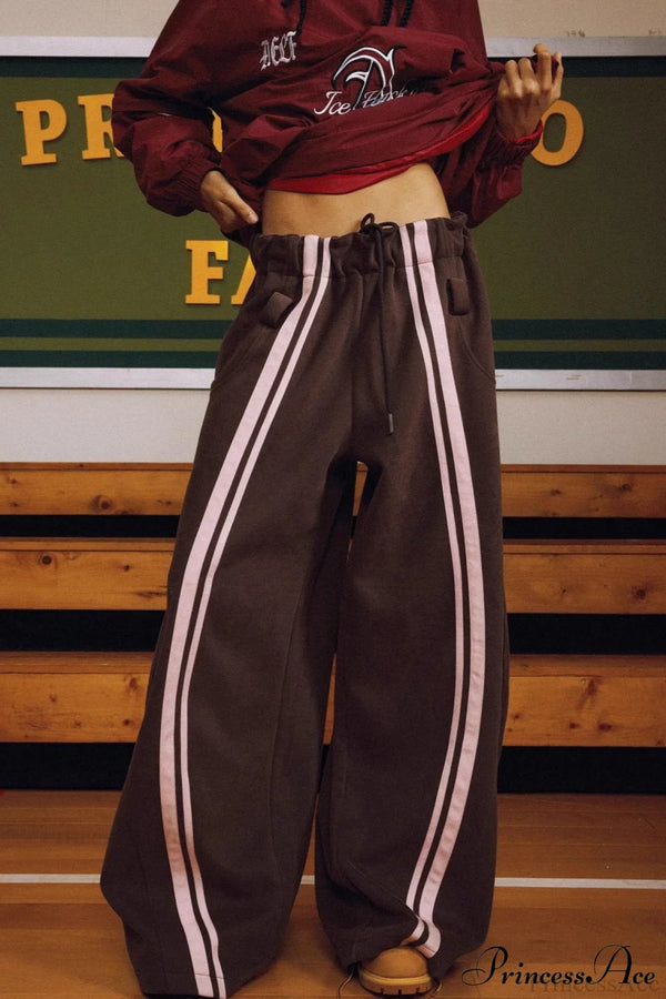 Pantalons larges à taille haute avec cordon de serrage