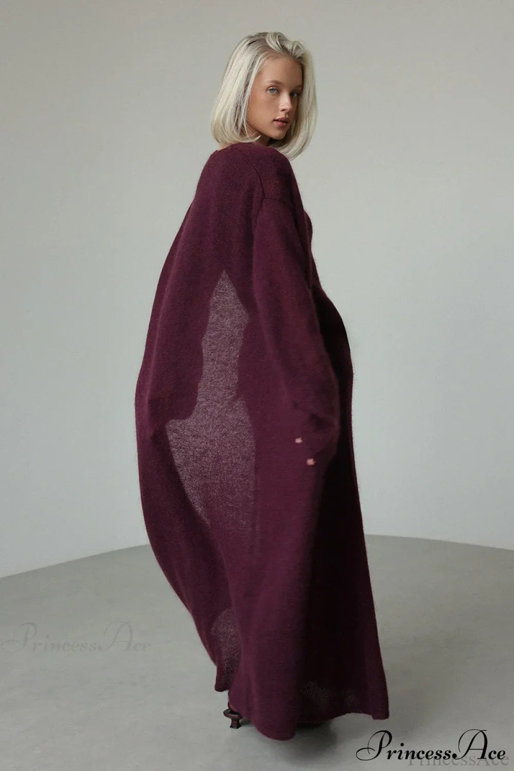 Ensemble Vintage en Tricot avec Cardigan et Robe Sans Manches