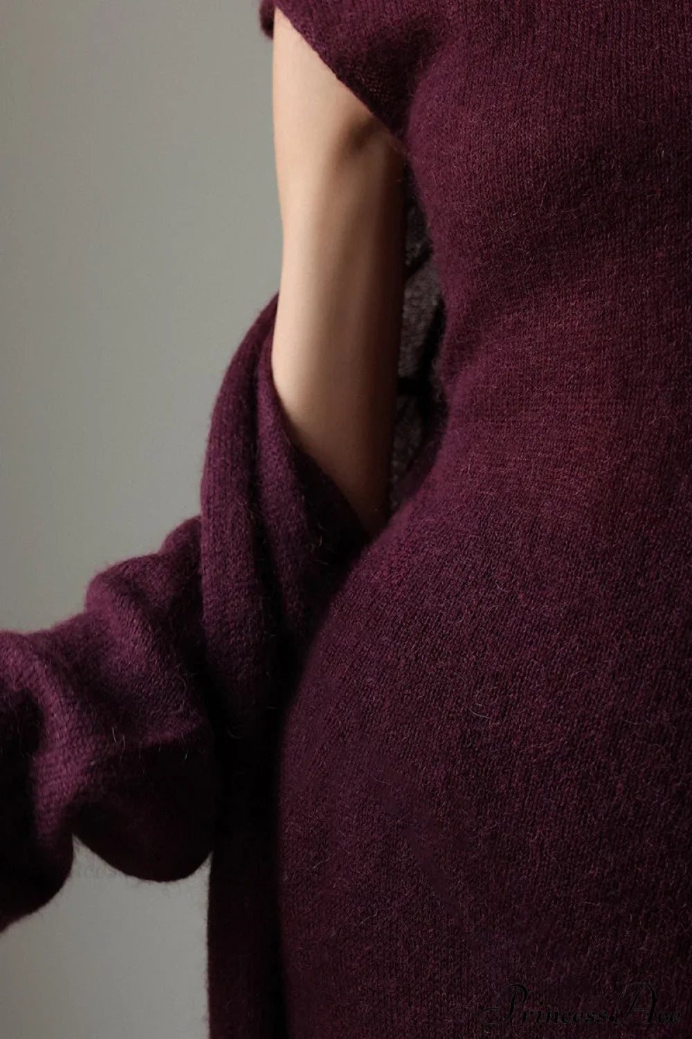 Ensemble Vintage en Tricot avec Cardigan et Robe Sans Manches